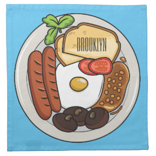 English breakfast cartoon illustration napkin