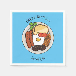 English breakfast cartoon illustration napkin