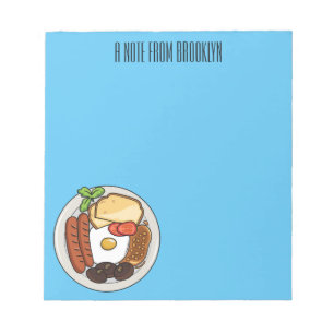English breakfast cartoon illustration notepad