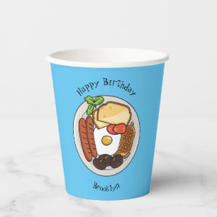 English breakfast cartoon illustration paper cups