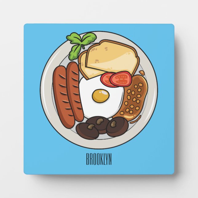 English breakfast cartoon illustration plaque (Front)