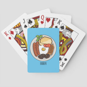 English breakfast cartoon illustration playing cards
