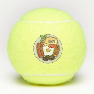 English breakfast cartoon illustration tennis balls