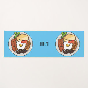 English breakfast cartoon illustration yoga mat