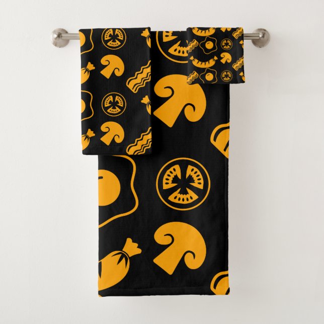 English Breakfast Pattern Bath Towel Set (Insitu)