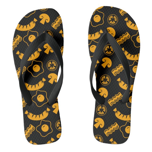 English Breakfast Pattern Flip Flops (Footbed)