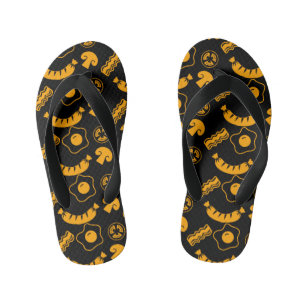 English Breakfast Pattern Kid's Flip Flops