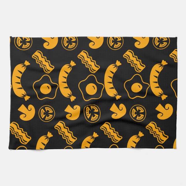 English Breakfast Pattern Tea Towel (Horizontal)