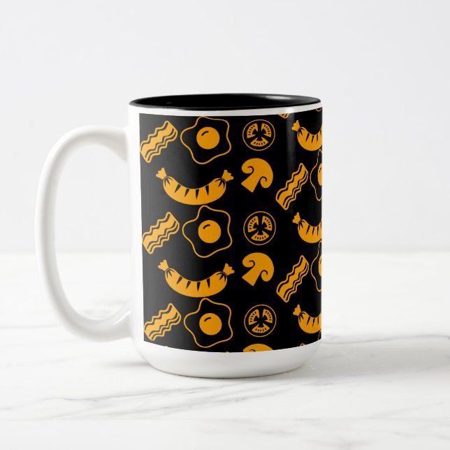 English Breakfast Pattern Two-Tone Coffee Mug (Left)