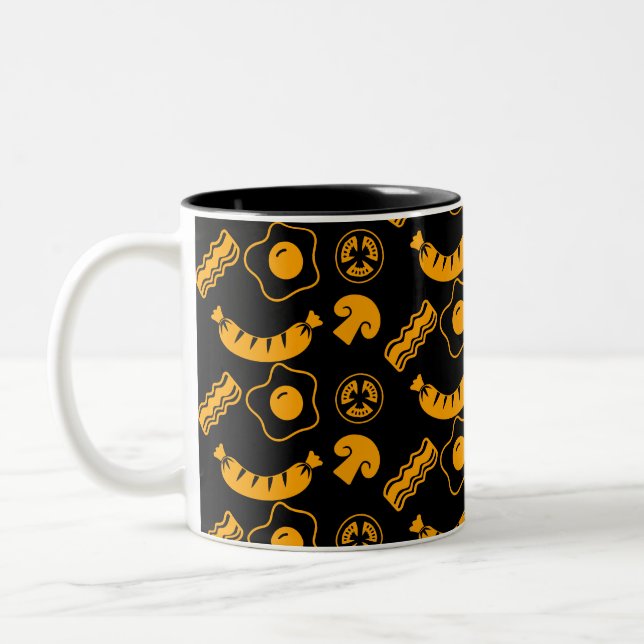 English Breakfast Pattern Two-Tone Coffee Mug (Left)