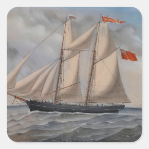 English brig 'Perseverance of Fowey Square Sticker