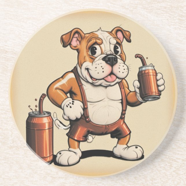 English Bull Dog with Soda Coaster (Front)