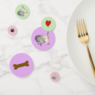 English Bull Terrier, Bone, Heart and Paw Print Confetti