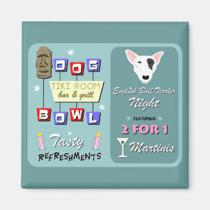 English Bull Terrier Bowling Tiki Night Magnet