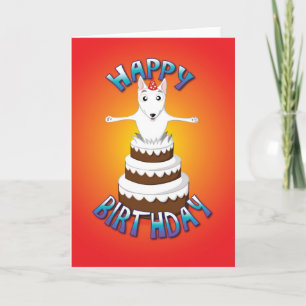 english bull terrier - cake - happy birthday card
