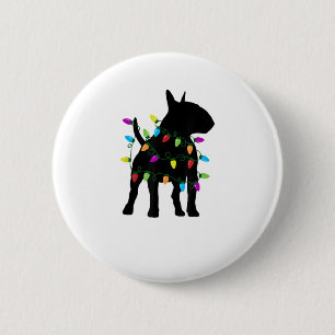 English Bull Terrier Dog Christmas Lights 6 Cm Round Badge