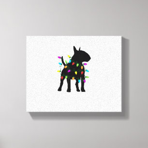 English Bull Terrier Dog Christmas Lights Canvas Print