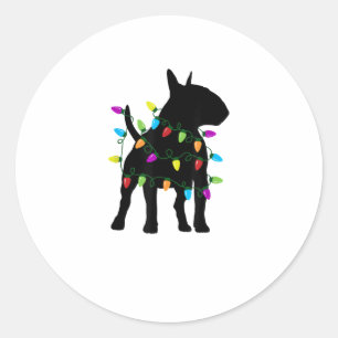 English Bull Terrier Dog Christmas Lights  Classic Round Sticker