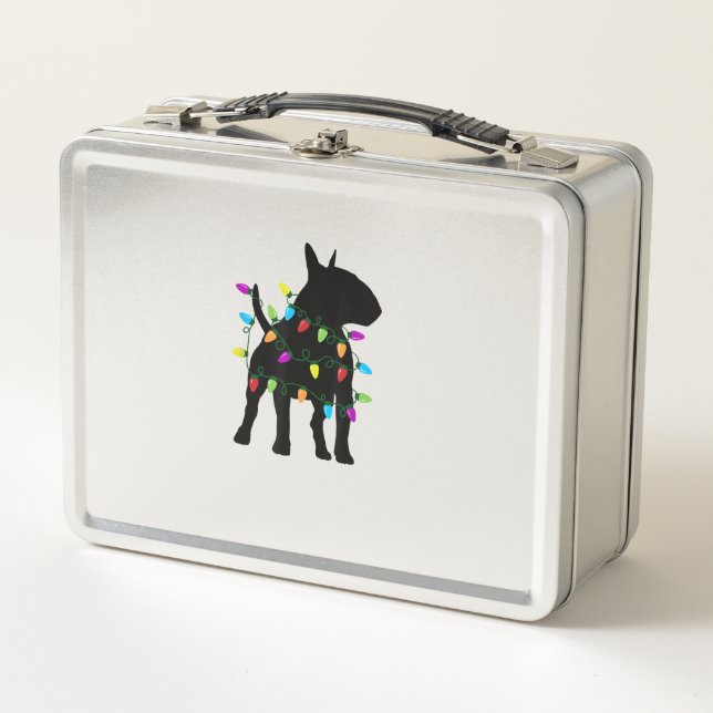 English Bull Terrier Dog Christmas Lights  Metal Lunch Box (Front)