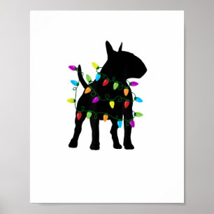 English Bull Terrier Dog Christmas Lights Poster