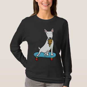 English Bull terrier Eating Pizza on a Skateboard T-Shirt