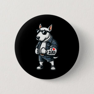 English Bull Terrier I Love Dad Funny Dog Tattoo _ 6 Cm Round Badge
