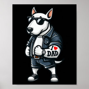 English Bull Terrier I Love Dad Funny Dog Tattoo _ Poster