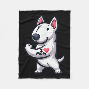 English Bull Terrier I Love Mum Funny Dog Tattoo Fleece Blanket