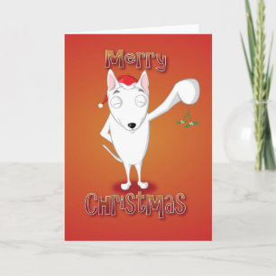 english bull terrier - mixed - merry christmas holiday card