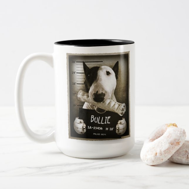 English Bull Terrier "Mug Shot" Coffee Mug (With Donut)