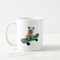 English Bull Terrier on a Skateboard