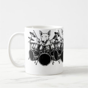 English Bull Terrier Playing Drums Drummer Dog Lov Coffee Mug