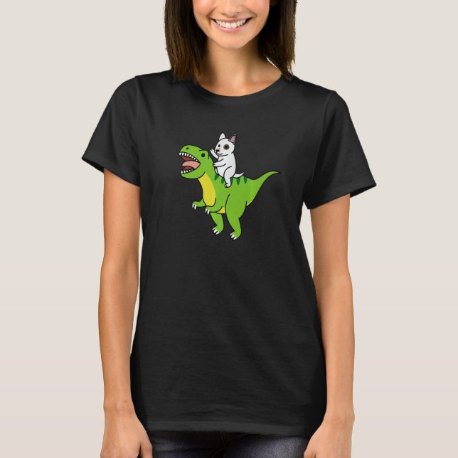 English Bull Terrier Riding Rex Dinosaur Dog   T-Shirt (Front)
