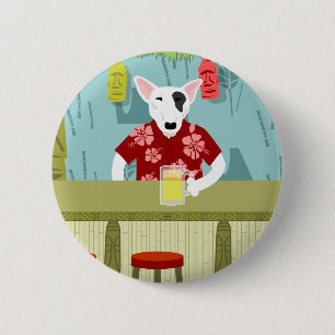 English Bull Terrier Tiki Bar 6 Cm Round Badge