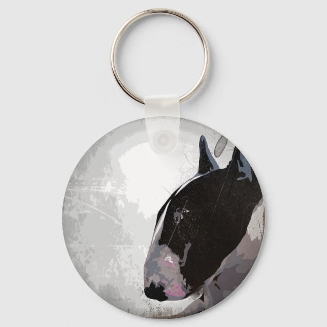 English Bull Terrier urban style keyring keychain (Front)
