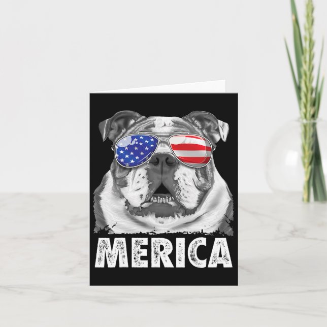 English Bulldog 4th Of July Merica Men Women Usa F Card (Front)