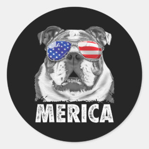 English Bulldog 4th Of July Merica Men Women Usa F Classic Round Sticker