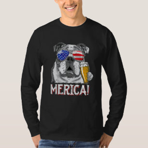 English Bulldog 4th Of July  Merica Men Women Usa  T-Shirt