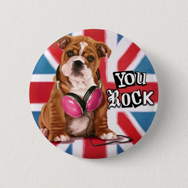 English Bulldog 6 Cm Round Badge (Front)