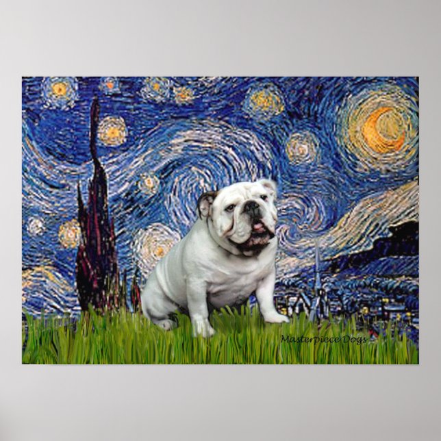 English Bulldog 8 - Starry Night Poster (Front)
