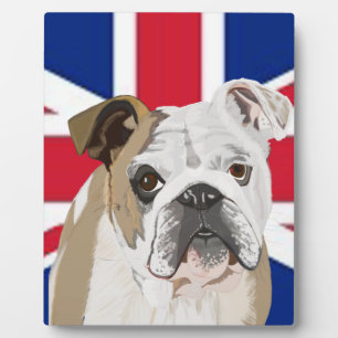 English Bulldog against a Union Jack Plaque