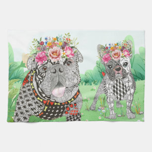 English Bulldog and French Bulldog Kitchen Towel