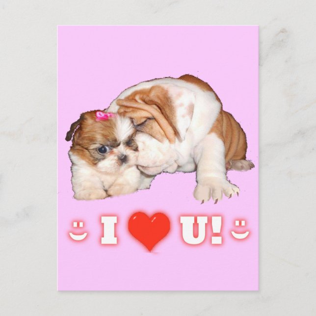 English Bulldog and Shih Tzu I LOVE YOU Cards (Front)