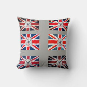 English Bulldog and Union Jack Illustration Cushion