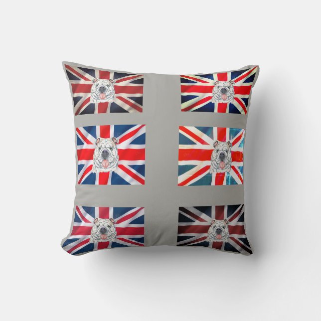 English Bulldog and Union Jack Illustration Cushion (Front)