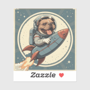 English Bulldog Astronaut Rocket Ride - Retro Spac