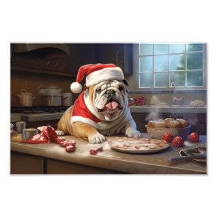 English Bulldog Baking Christmas Cookies Photo Print
