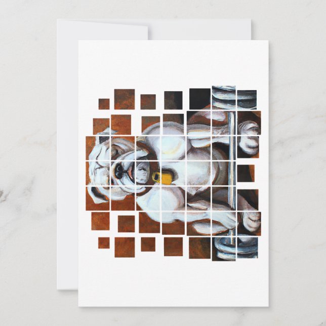 English Bulldog Barbell Workout Weightlifting  Holiday Card (Front)