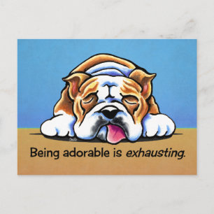 English Bulldog Being Adorable Off-Leash Art™ Postcard