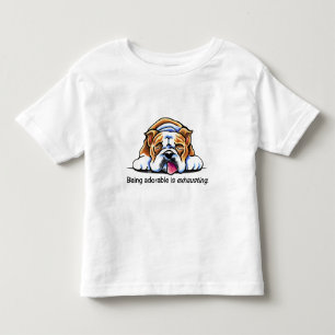 English Bulldog Being Adorable Off-Leash Art™ Toddler T-Shirt